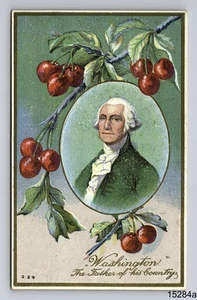 1910 George Washington's Father of his Country Cherry Gold Border HIR Postcard - Picture 1 of 4