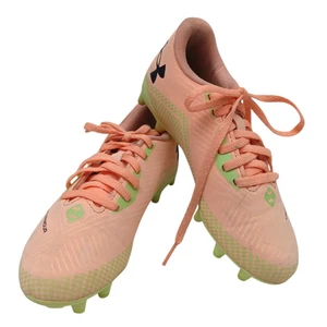 Under Armour 2Y Shadow Turf 3 Jr. Soccer Cleats Pastel Peach w/ Green Bottoms - Picture 1 of 8