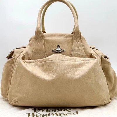 Сумка Vivienne Westwood Yasmin Orb Boston кожаная коричневая бежевая серебристая с логотипом #EK ZEA - Изображение 1 из 4