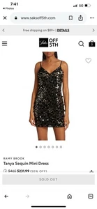 Mini abito da cocktail Ramy Brook Tanya nero con paillettes bodycon 8 $465 - Foto 1 di 9