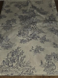 Vintage Dicey Upholstery Toile French Country Tapestry Fabric 91" x 56" - Picture 1 of 6