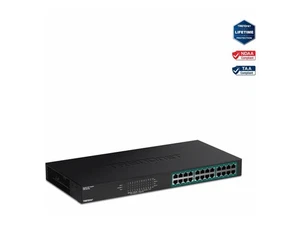 TRENDnet 24-Port Gigabit PoE+ Switch, 24 x Gigabit PoE+ Ports, 370W Power - Picture 1 of 5