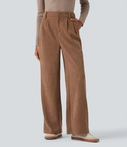 NWT Halara High Waisted Corduroy Casual Pants Cocoa Brown Size XL - Picture 1 of 11