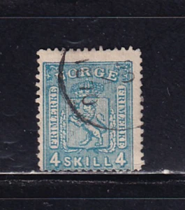 Norway Sc #14 4s Blue issued 1867-1868 - Picture 1 of 1