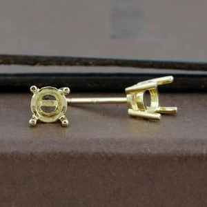 Genuino 18 quilates sólido YG 4 garras montaje de pernos 2-10 mm/par - Imagen 1 de 6