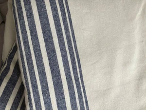 1 Pottery Barn Riviera Stripe BLACKOUT Drape Curtain 50x96" Blue Linen Blend - Picture 1 of 6