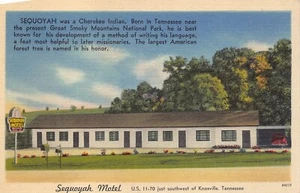 Sequoyah Motel Knoxville Tennessee Linen Postcard US 11-70 Cherokee Indian - Picture 1 of 2