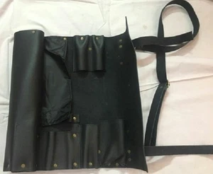 Calidad Premium 100% Negro Cuero Genuino Chef Cuchillo Bolso con 8 Bolsillos - Imagen 1 de 9