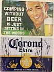 8x12 TIN SIGNS 2 pc SET Funny camping woods beer Corona Mexico vintage alcohol
