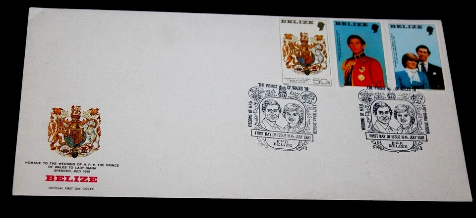 BELIZE  1981 ROYAL WEDDING SET OF 3 ISSUES ON FIRST DAY COVER - Image 1 of 1