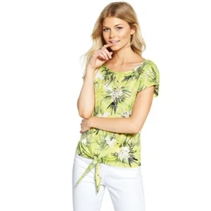 Wallis Top Size Medium Euro 40-42 Petite Green Multi Tie Waist BNWT - Picture 1 of 14