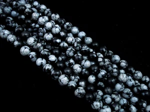 Snowflake Obsidian 6mm Round Beads 35cm Strand Bracelet Necklace - Foto 1 di 1