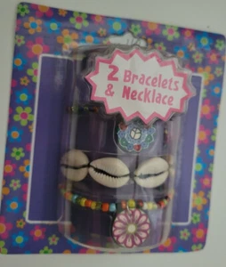 Girls No Name Brand  Shells &  Beads 2 Bracelets & Necklace Set - Picture 1 of 4