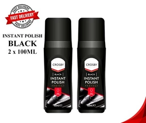 2 x Crosby Black Instant Schuhcreme - Flüssiger Glanz & Schutz Schwamm Applikator. - Bild 1 von 3