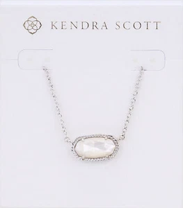 Collar colgante ovalado Kendra Scott Elisa en chapado en marfil y rodio - Imagen 1 de 1