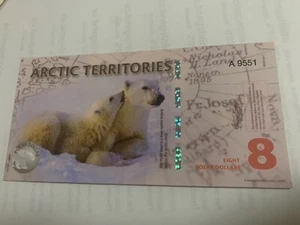 2011 ARCTIC TERRITORIES TEST NOTE - 8 Dollars Polymer Polar Bear Series 3A UNC - Picture 1 of 2