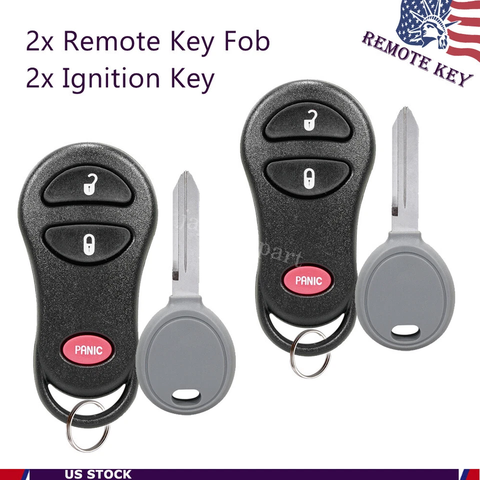 2 para Dodge Ram 1500 2500 3500 2002 2003 2004 2005 mando a distancia para coche sin llave + llave Foto 1 de 4