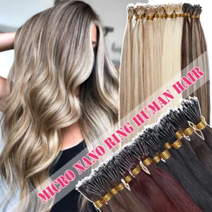 THICK Nano Ring 100% Remy Human Hair Extensions Micro Loop 1G Beads Full Head  - Picture 1 of 28