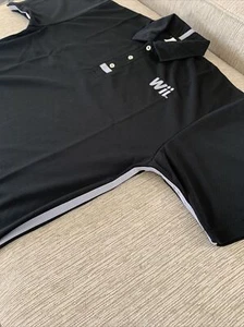 Nintendo Wii Official Promo Black Short Sleeve Polo Shirt Store Staff Large New - Picture 1 of 24