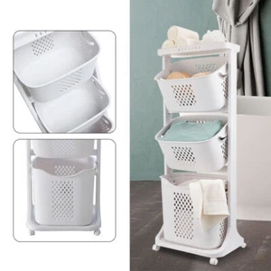 Laundry Hamper Basket Sorter Clothes Storage Organizer Shelf Rolling Cart 3 Tier - Picture 1 of 12