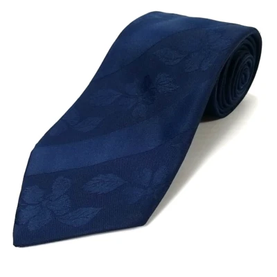 Gravata de luxo vintage Wemlon Wembley listrada azul floral poliéster 54" x 4,25" - Imagem 1 de 4