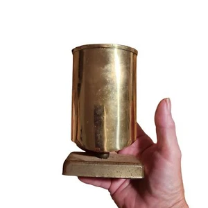 Vintage Brass Desk Pen Pencil holder With Square Base Regency Classic MCM - Picture 1 of 5