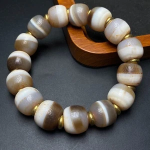 Genuine Tibet Totem Natural Agate Dzi Amulet bracelet T25030346 - Picture 1 of 9