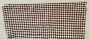 VINTAGE 1960s-1970'S  Dark Brown white checker Plaid FABRIC 100% Cotton woven - Picture 1 of 3