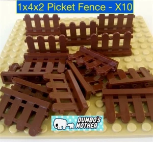 LEGO Fence 1x4x2 Reddish Brown Picket House Yard Gate Wall Paled X10 NEW - Picture 1 of 1