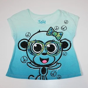 Justice Girl's Monkey Graphic Ombre Jewel Embellished Boxy T-Shirt Top size 6 - Picture 1 of 1