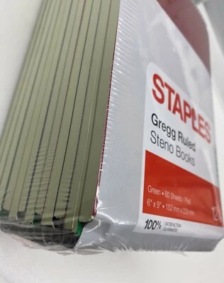 12 Staples Steno Books, 6" x 9" Gregg Ruled, Green 80 Sheets Each Pad Note Paper - Image 1 of 4