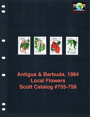 $5.00 Scott Value  - 1984 ANTIGUA Flowers Caribbean Sea CV MNH NH UMM - Image 1 of 4