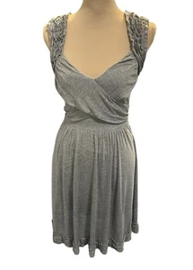 Bebe Dress Heathered Gray Ruffled Bubble Hem Open Back Bodycon Side Zipper Sz Sm - Picture 1 of 12