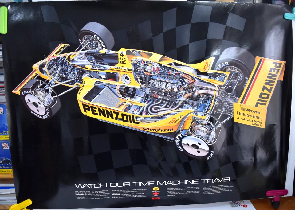 1989 Pennzoil Rick Mears Penske PC18 Indycar Cutaway Poster RARE! - Image 1 of 1
