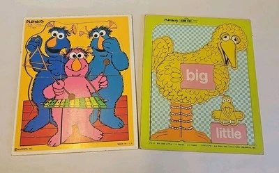 Rompecabezas de madera vintage Playskool Muppets Three Honkers Big Bird y Little Bird 2  Foto 1 de 4