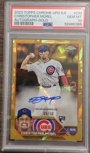 2023 Christopher Morel 9/50 PSA 10 Topps Chrome Update Autograph Gold #CM - Picture 1 of 2