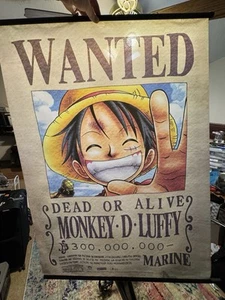 Anime One Piece MONKEY D LUFFY WANTED POSTER Polyester Wall Scroll 43x31 - Picture 1 of 1