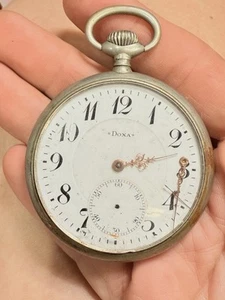 Doxa Herren Taschenuhr verzierte Zeiger funktionieren nicht silberfarben - Bild 1 von 7
