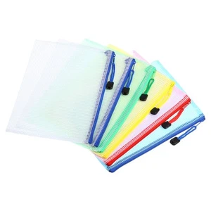 6 Pack Mesh Zipper Bags A5 Mesh File Pockets Plastic Document Pouch Multicolor - Picture 1 of 5