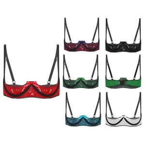 Womens Lingerie Floral Lace 1/4 Cup Bra Push Up Underwired Unlined Brassiere - Picture 1 of 56