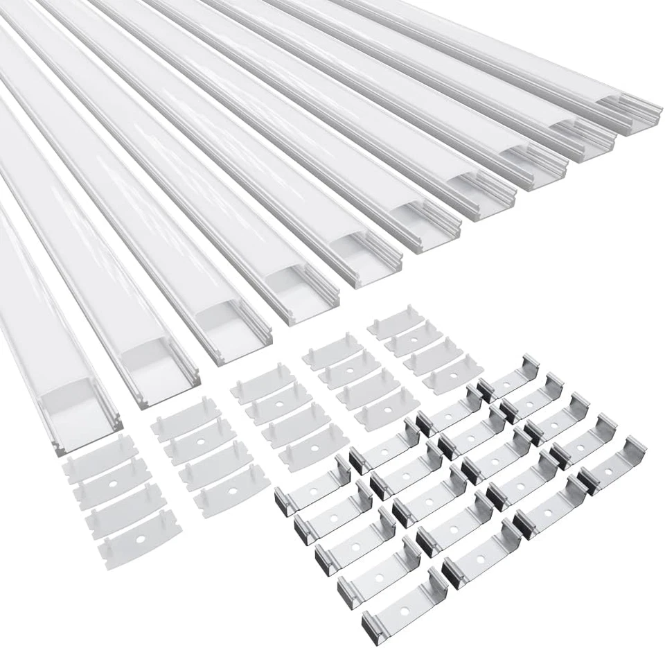 Led-Profil, 10 X 40CM Aluminiumprofil Mit Milchiger PC Abdeckung, Endkappen Und  - Bild 1 von 4
