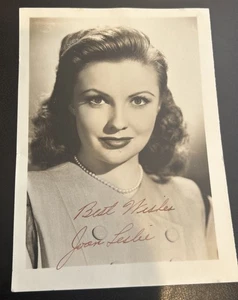FOTO RITRATTO JOAN LESLIE FIRMATA A MANO 5x7 in bianco e nero leggenda hollywood - Foto 1 di 3