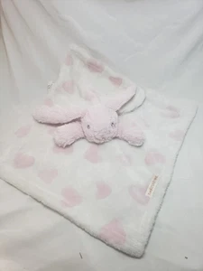 Mantas y más allá Rosa Blanco Corazones Conejito Bebé Manta Seguridad Lovey Manta - Imagen 1 de 7