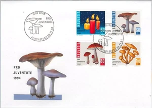 SWITZERLAND 1994 MUSHROOMS PRO JUVENTUTE SET FDC UNADD - Picture 1 of 1