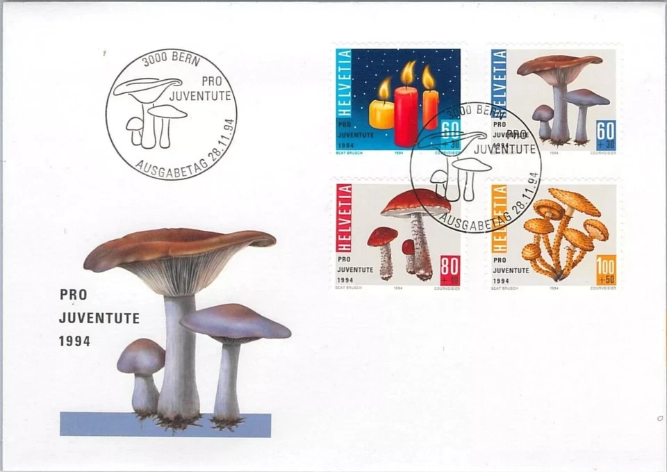 SWITZERLAND 1994 MUSHROOMS PRO JUVENTUTE SET FDC UNADD - Image 1 of 1