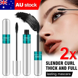 2X Vibely Mascara Lash Cosmetics Thick Long Waterproof Silk Fiber Mascara Makeup - Picture 1 of 7