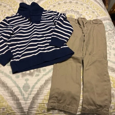 Polo Ralph Lauren para niños. Lote de 2 Suéteres Caqui LS Rayas Talla 4. Usado Foto 1 de 4