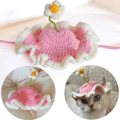 Cute Refined Cat Hat Elastic For Autumn Winter Pet Puppy Kitten Knitted Headgear - Image 1 of 4