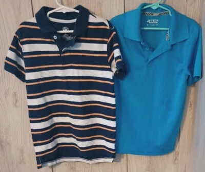 J Khaki Small Polo Lot Blue White Orange Striped/Blue Short Sleeve Shirts VGUC - Image 1 of 4