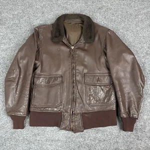 VTG USN G1 Leather Flight Jacket Mens M Brown 70s Bomber Military 1973 USMC - Picture 1 of 15